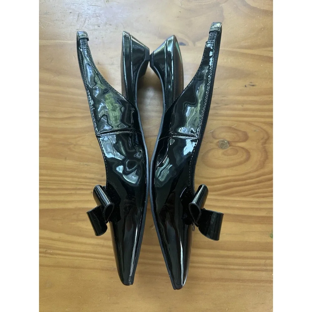 Marc Fisher Kerrey Slingback Pointed Toe Flats Bow Black Size 8 Formal Dressy